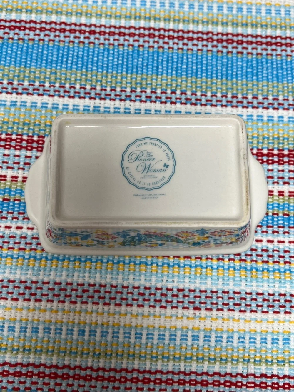 Pioneer Woman set of 2 mini adorable ceramic bakers 1- loaf pan 1-mini pie plate
